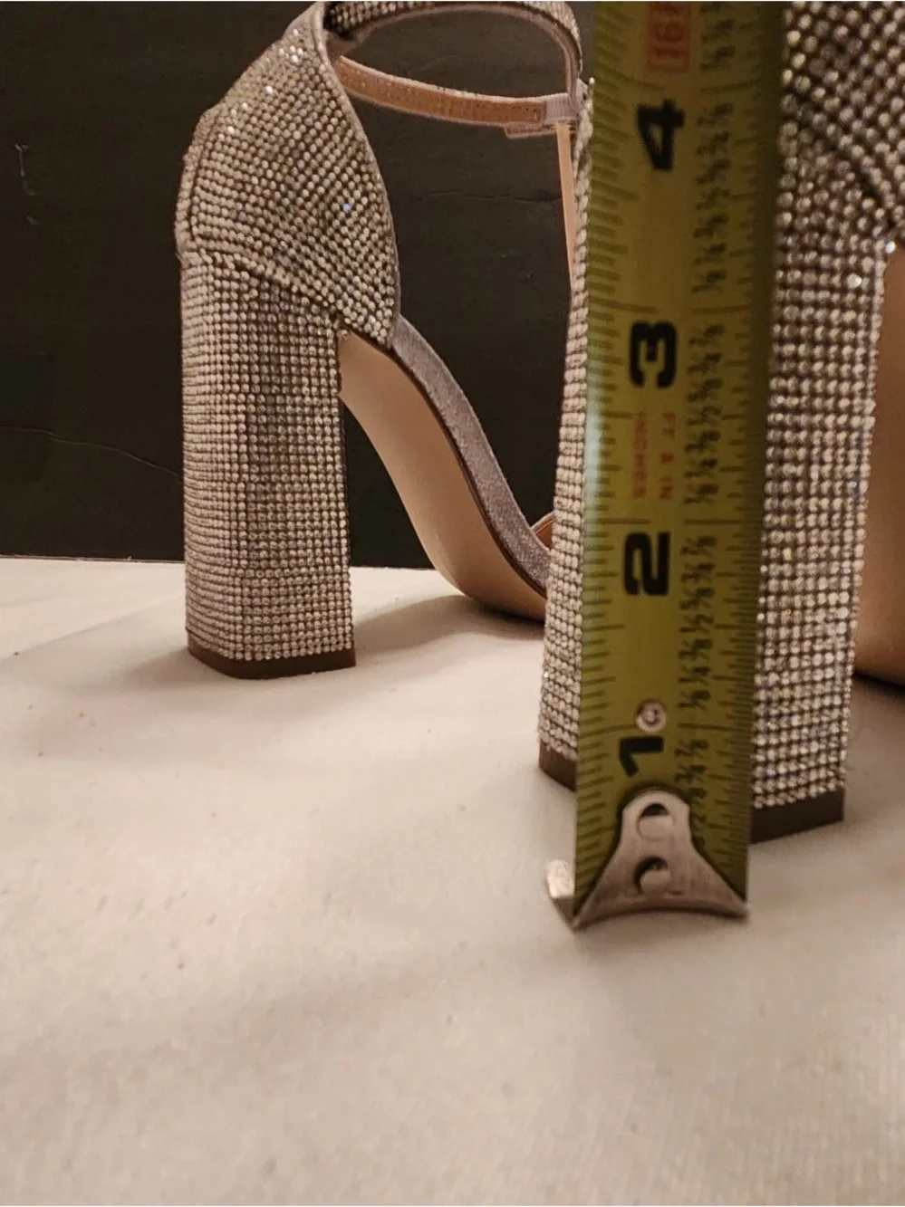 Steve Madden Silver Crystal Block Heel Sandals